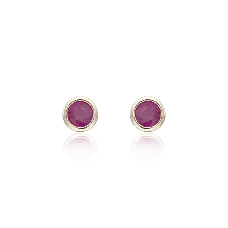 9ct Yellow Gold Ruby Rubover Stud Earrings