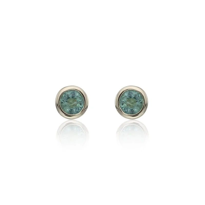 9ct Yellow Gold Emerald Rub Over Earrings