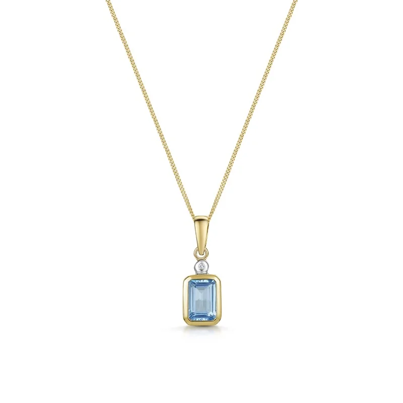 9ct Yellow Gold 0.85ct Blue Topaz Pendant