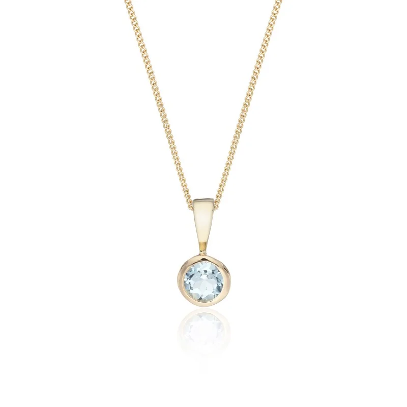 9ct Yellow Gold Aquamarine Rub Over Pendant