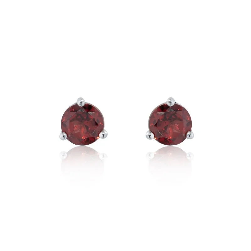 9ct White Gold 0.50ct Round Brilliant Cut Garnet Earrings
