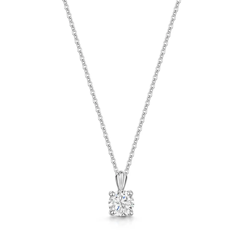 9ct White Gold Round Brilliant Cubic Zirconia Claw Set Pendant