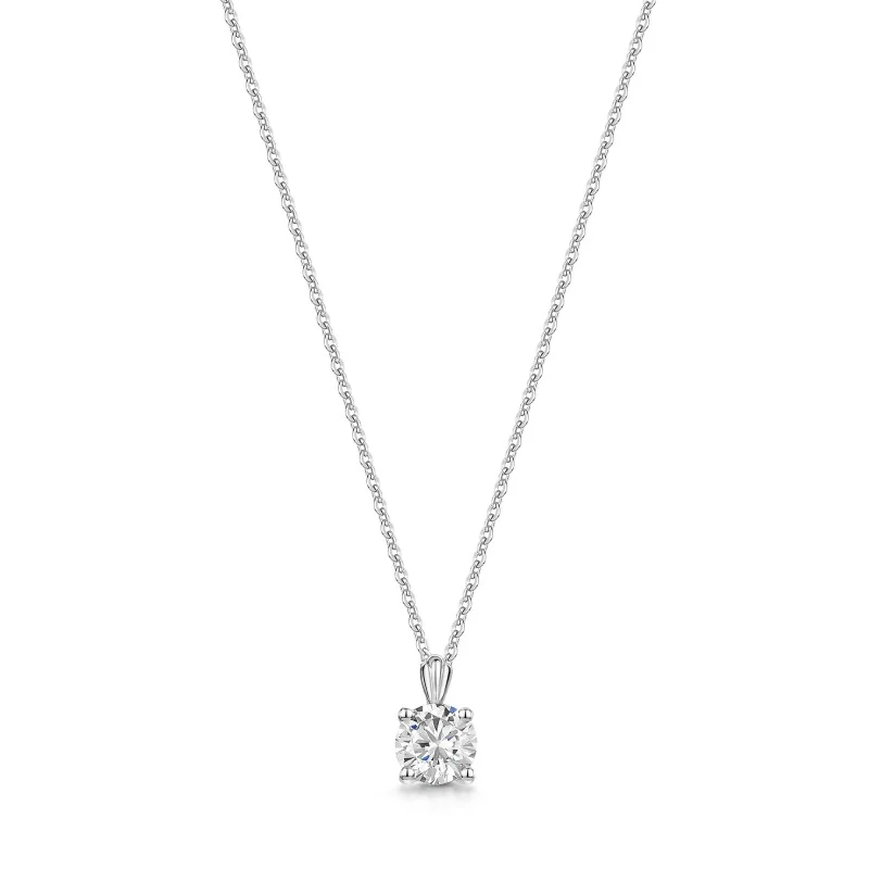 9ct White Gold Round Cubic Zirconia Pendant Necklace