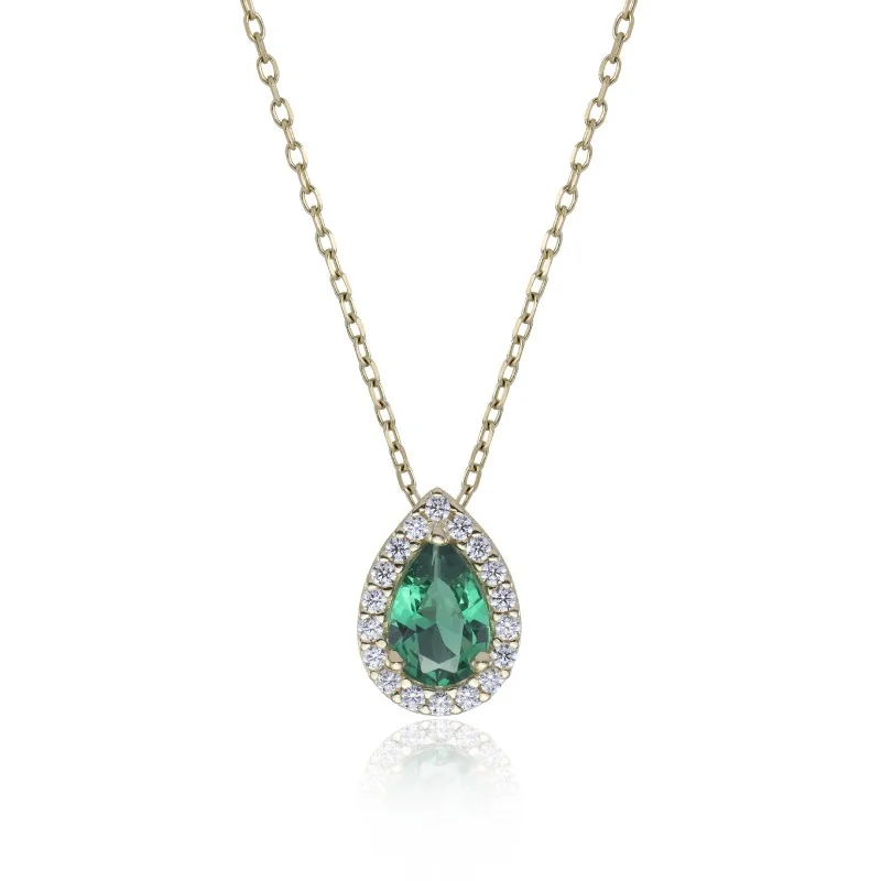9ct Yellow Gold Emerald Cubic Zirconia Pendant