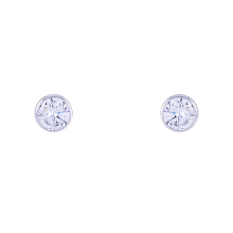 9ct White Gold Brilliant Cut Cubic Zirconia Stud Earrings