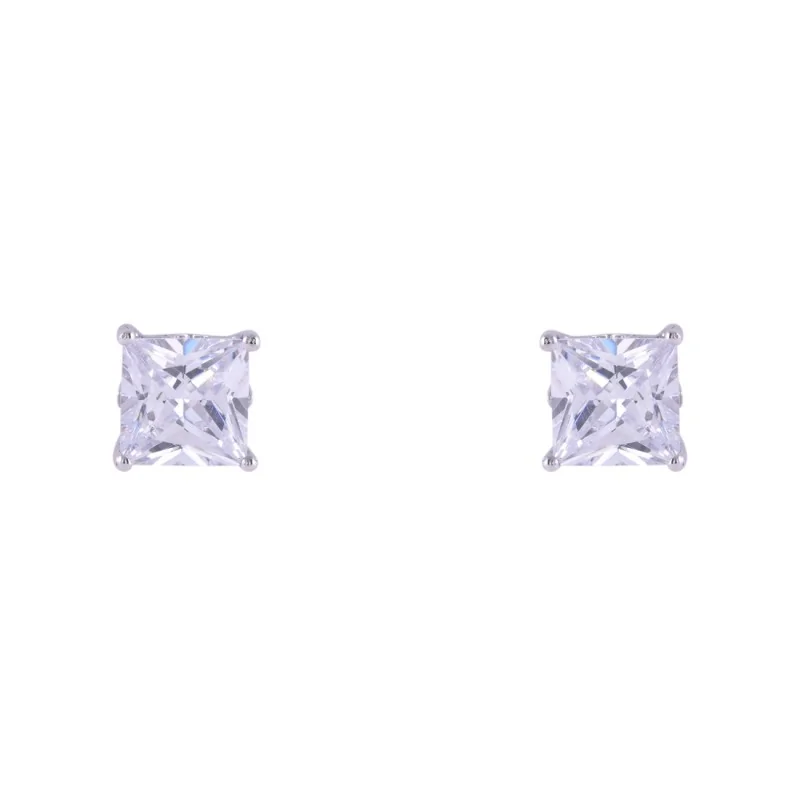 9ct White Gold Princess Cut Cubic Zirconia Stud Earrings