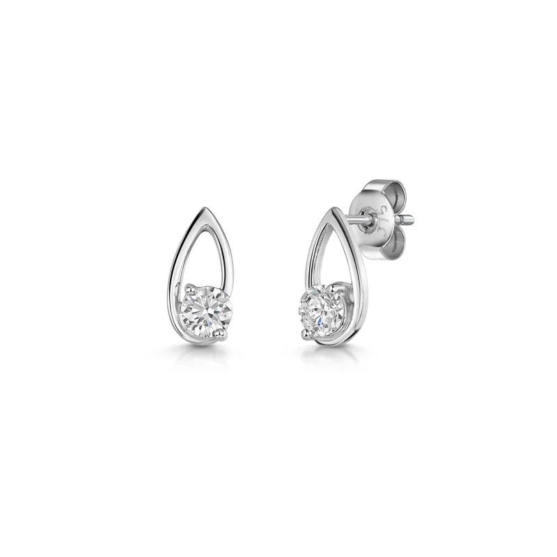 9ct White Gold Cubic Zirconia Open Pear Shape Earrings