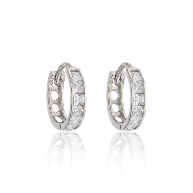 9ct White Gold Brilliant Cut Cubic Zirconia Hoop Earrings