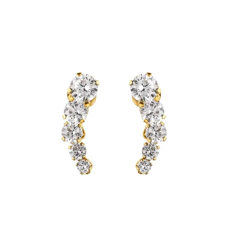 9ct Yellow Gold Brilliant Cut Cubic Zirconia Climber Earrings