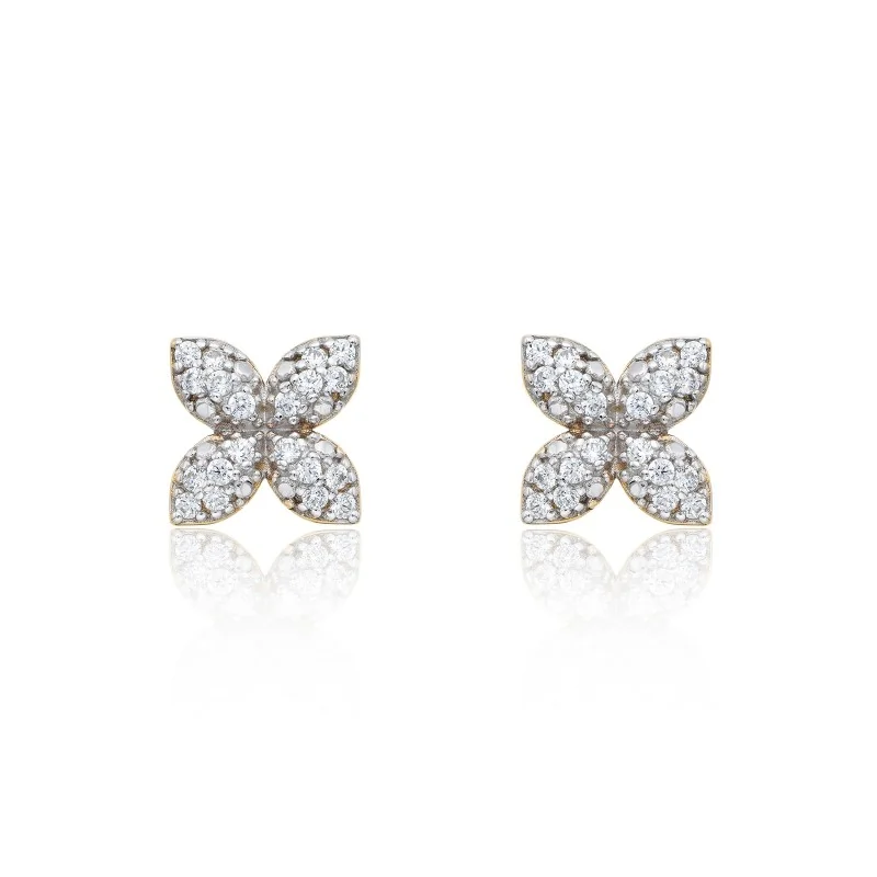 9ct Yellow Gold Cubic Zirconia Sweet Flower Earrings