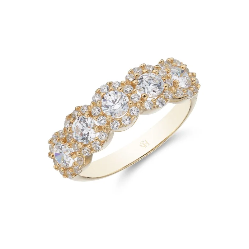 9ct Yellow Gold Cubic Zirconia Five Stone Ring