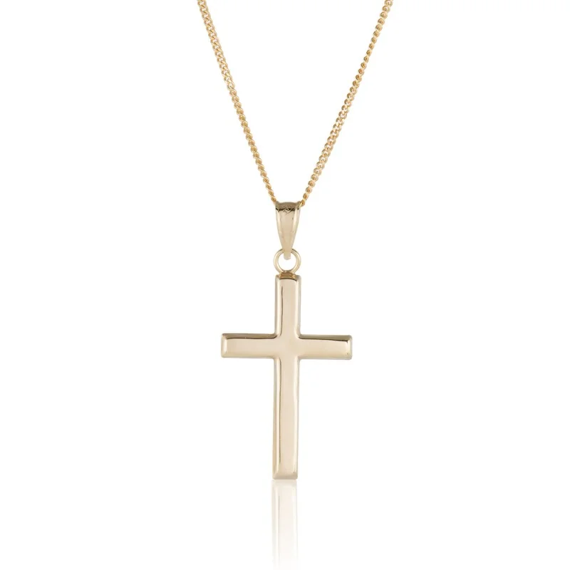 9ct Yellow Gold Plain Flat Cross Pendant