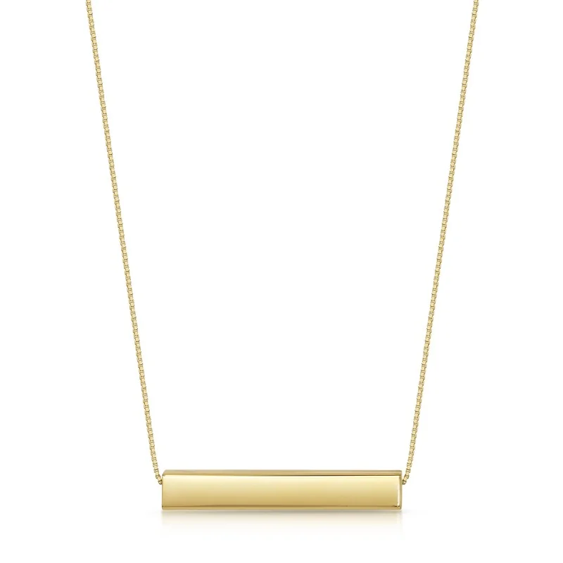 9ct Yellow Gold Horizontal Rectangular Bar Adjustable Necklace