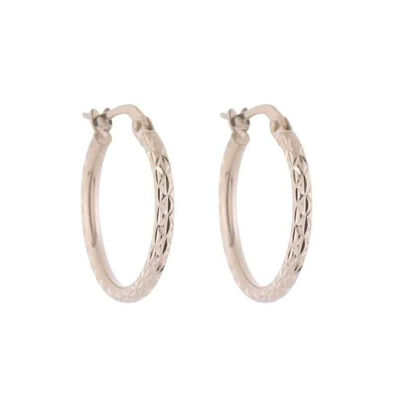 9ct Yellow Gold Diamond Cut Small Hoop Earrings