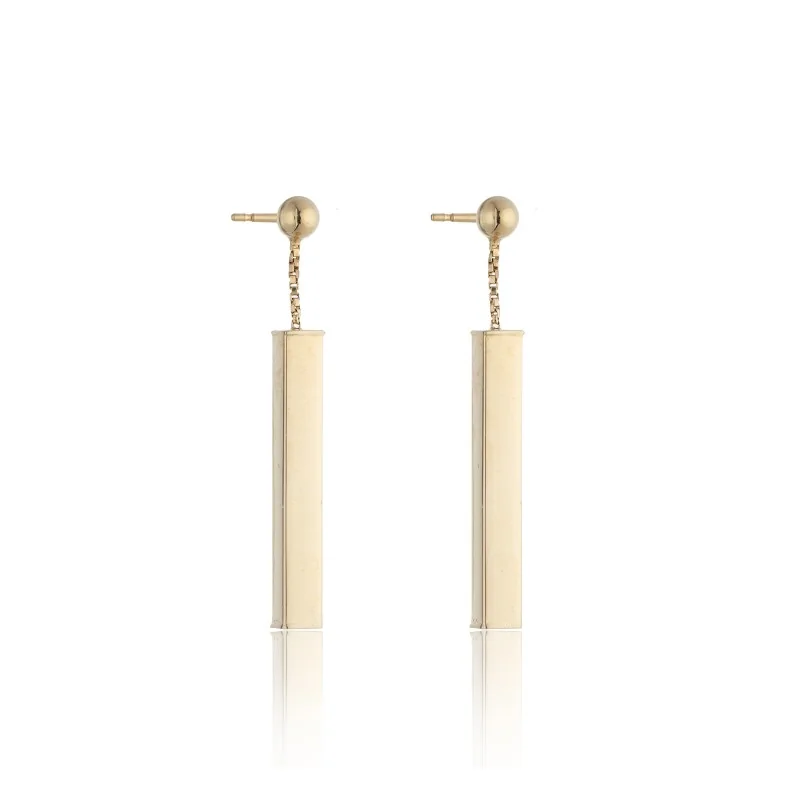 9ct Yellow Gold Bar Drop Earrings