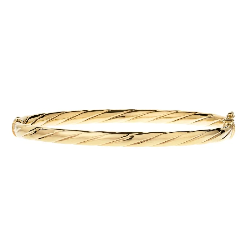 9ct Yellow Gold Textured Line Bangle
