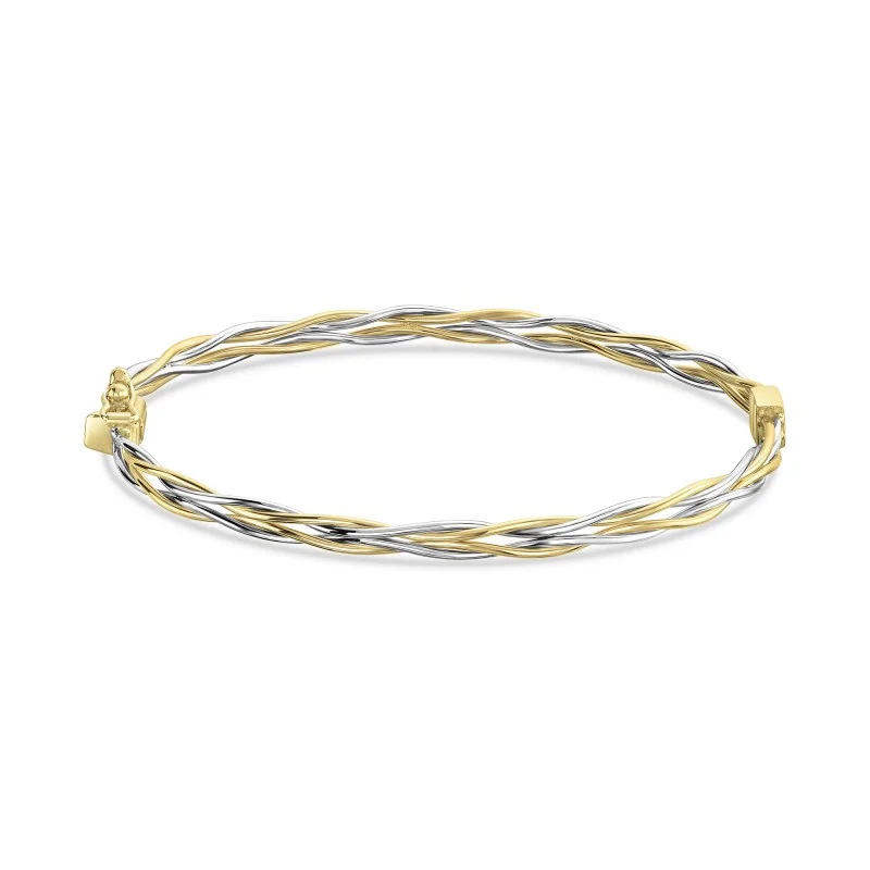 9ct Yellow & White Gold Two-Tone Woven Link Bangle