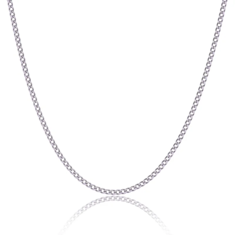 9ct White Gold 1.2mm Diamond Cut 18-20inch Curb Chain