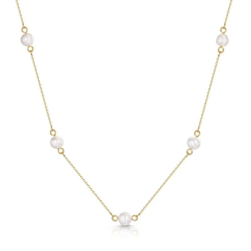 9ct Yellow Gold 6mm Pearl Adjustable Necklet