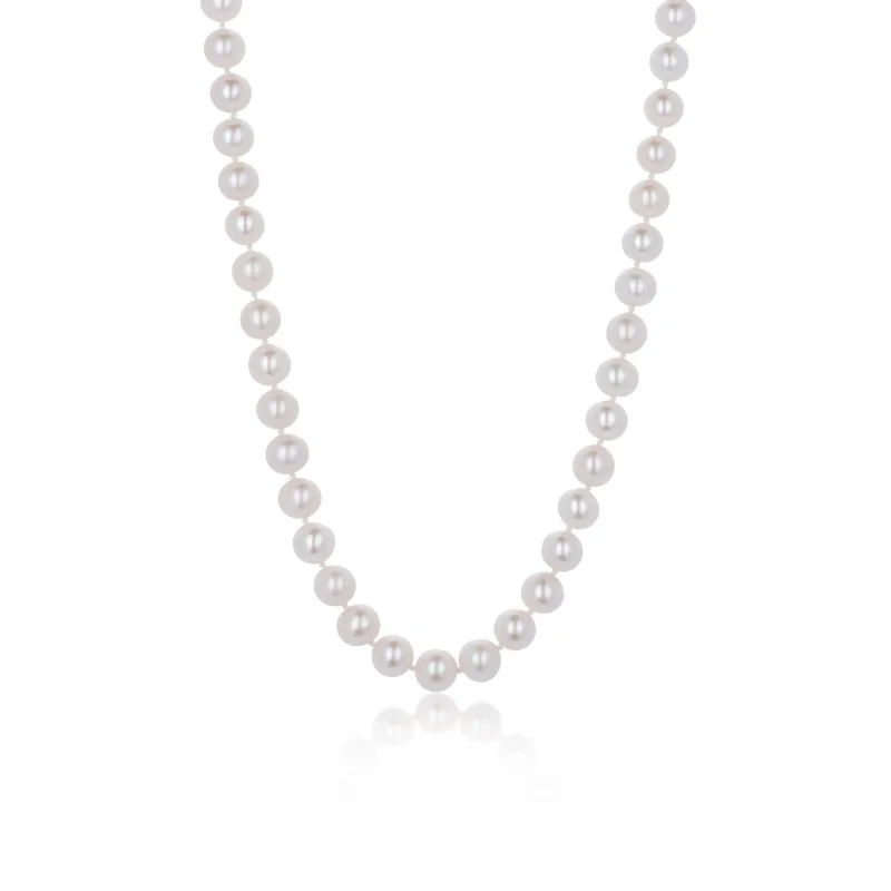 18ct White Gold Freshwater Pearl 8-9.5mm Beaded Necklace