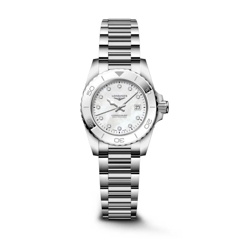 Longines Hydroconquest 30mm Mother of Pearl Quartz Watch L3.369.4.87.6