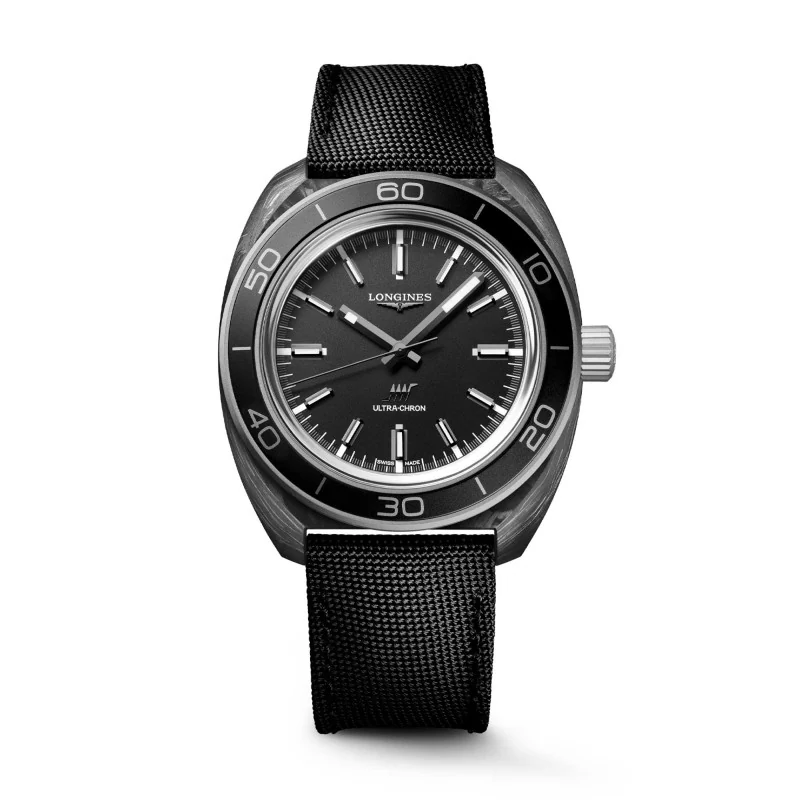 Longines Ultra-Chron Carbon 43mm Mens Watch L2.839.4.52.2