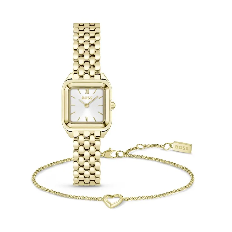 BOSS Mae Petite 22mm Yellow Gold Plated Watch & Bracelet Gift Set 1570203