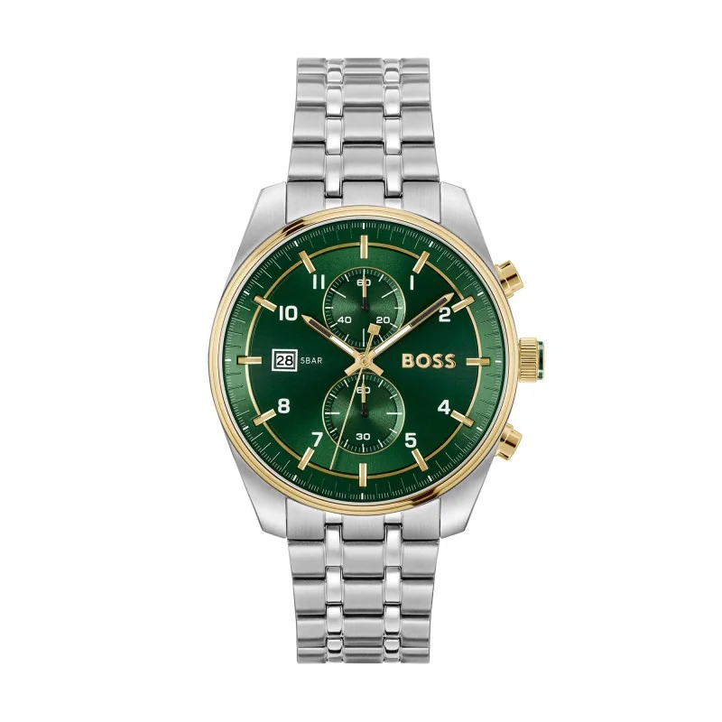 BOSS Skytraveller Quartz 44mm Stainless Steel and Yellow Gold Tone Chronograph Men's Watch 1514195