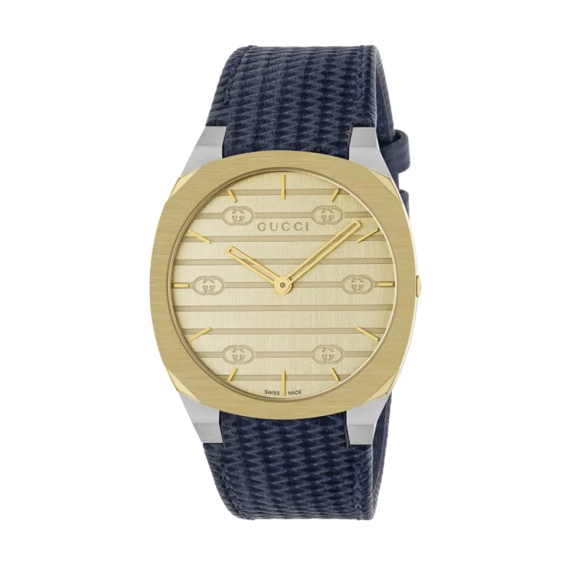 Gucci 25H Stainless Steel Leather Quartz Unisex 38mm Watch YA163418