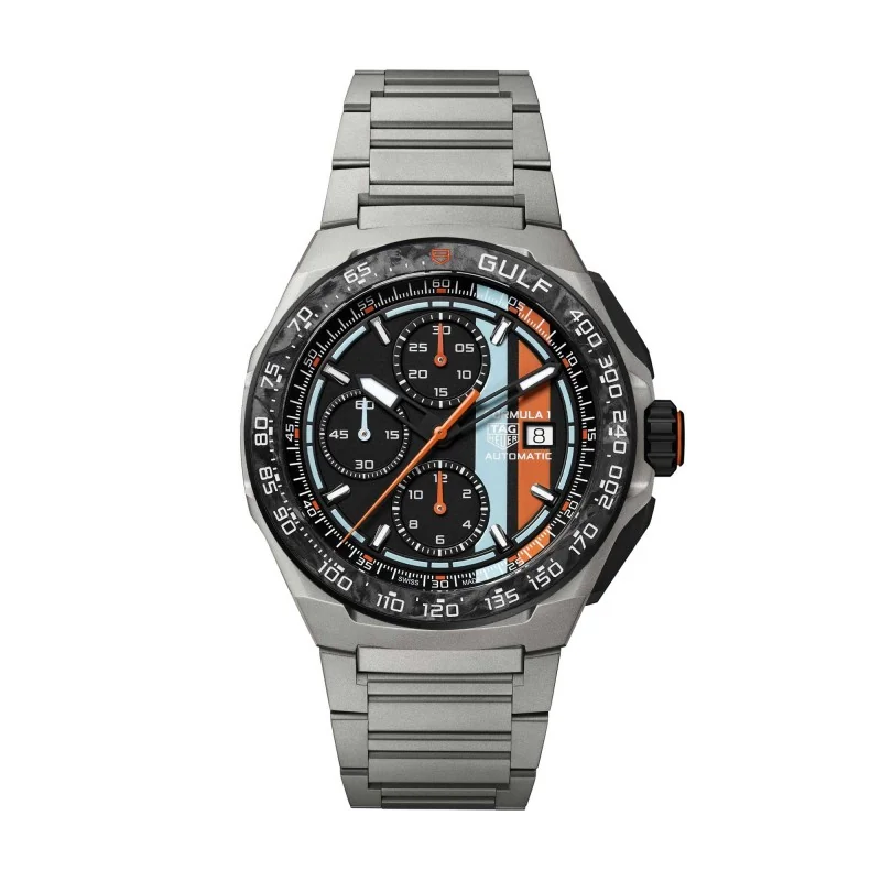 TAG Heuer Formula 1 Chronograph x Gulf Limited Edition Titanium Mens Watch CBZ208B.BF0009