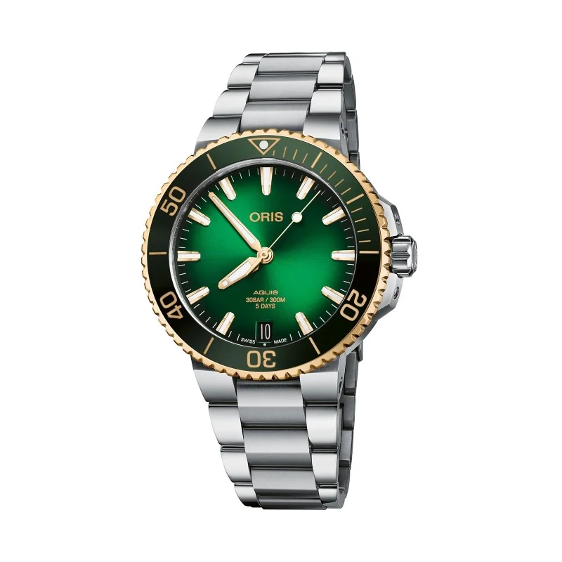 Oris Aquis Bico Date Cal 400 Mens Watch 01 400 7769 6357 - 07 8 22 09PEB Khaki Dial Bracelet