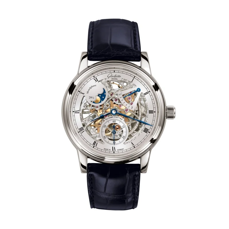Glashutte Original Senator Moon Phase Skeletonized Mens Watch 1-49-13-15-04-30