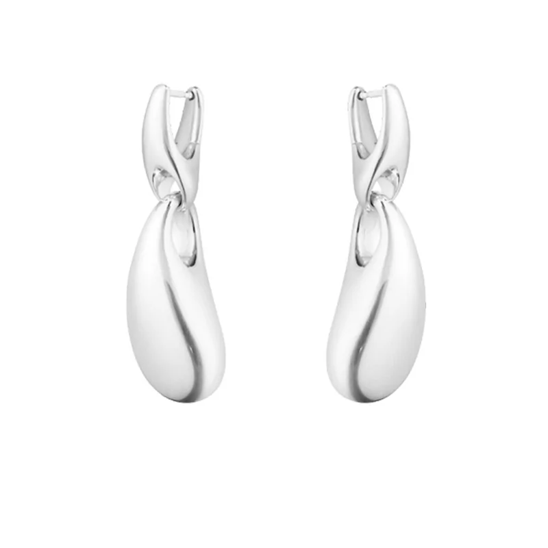 Georg Jensen Reflect Organic Shaped Silver Drop Earrings 20001088