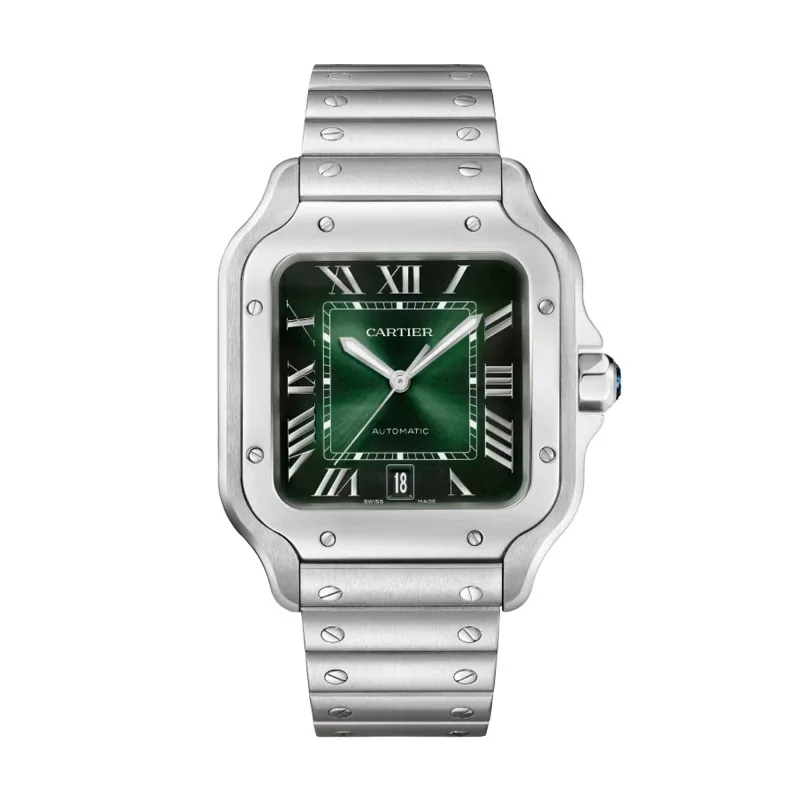 Pre-Owned Santos de Cartier Large Model Green Watch WSSA0062