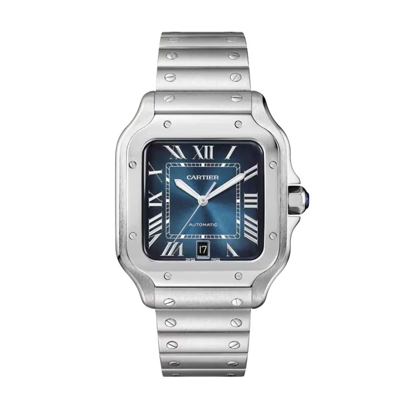 Pre-Owned Santos de Cartier Automatic Blue Watch WSSA0030