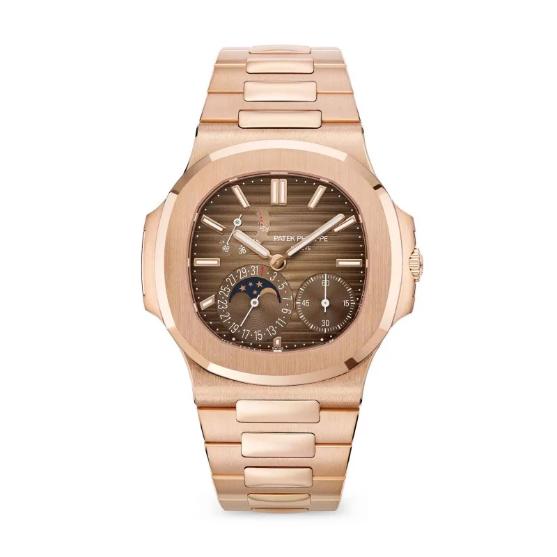 Pre-Owned Patek Philippe Nautilus Moon Phases Rose Gold 40mm Watch 5712R/1R-001