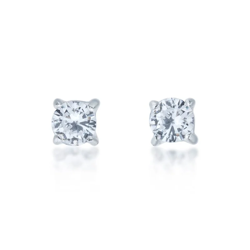Silver Brilliant Cut Cubic Zirconia Stud Earrings