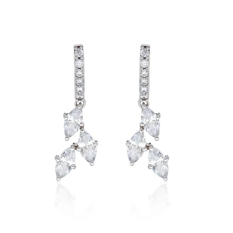 Silver Marquise Cubic Zirconia Drop Earrings