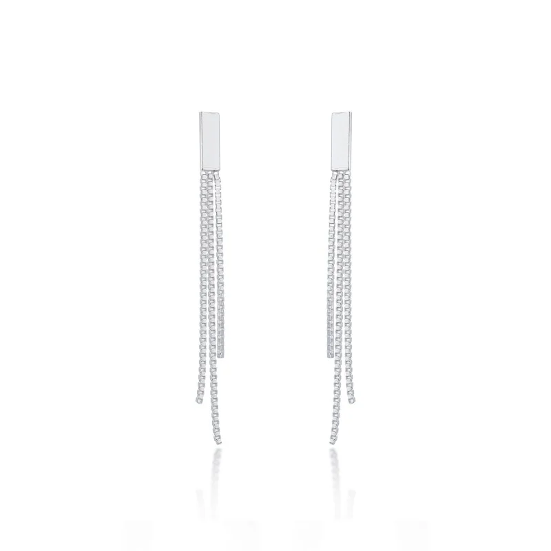 Silver Tassel Drop Earrings