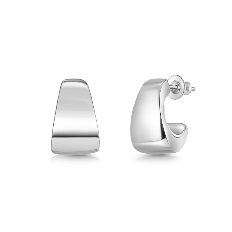 Silver Tapered Chunky Hoop Earrings