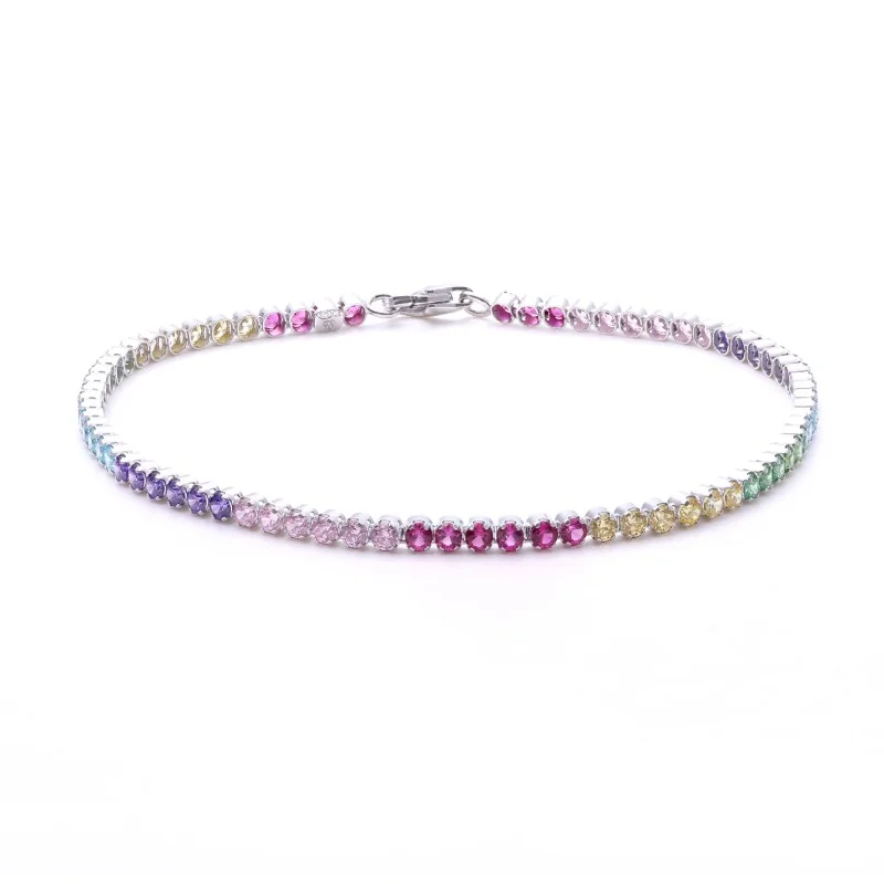 Silver 'Rainbow' Cubic Zirconia Bracelet