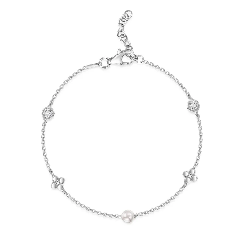 Silver Cubic Zirconia Clover Bracelet