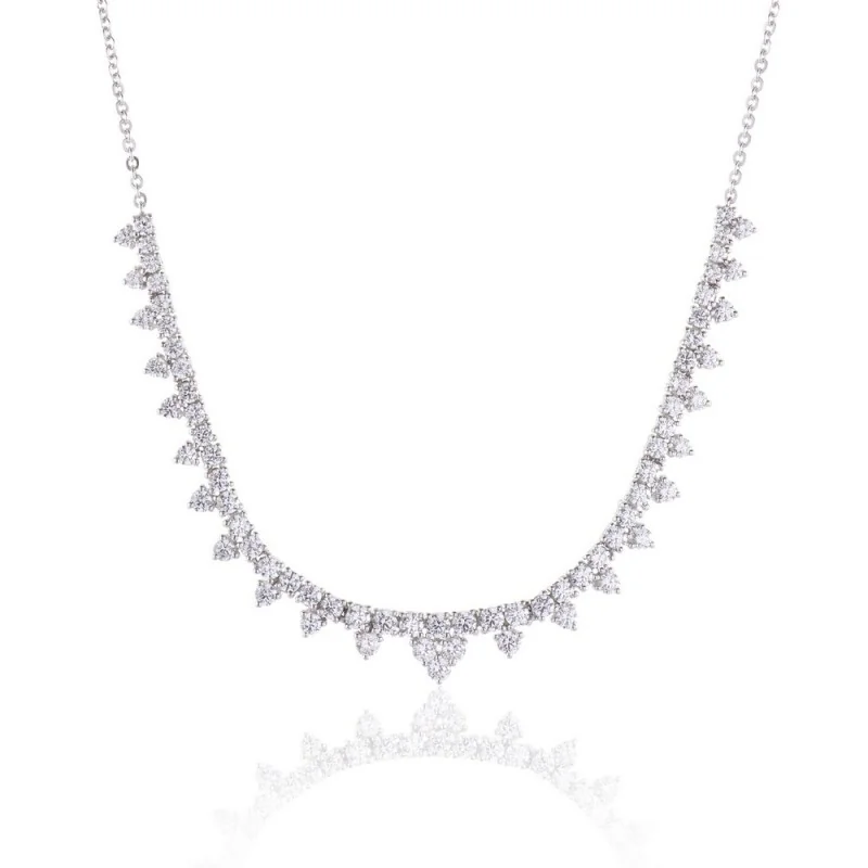 Silver Cubic Zirconia Fancy Drop Necklet