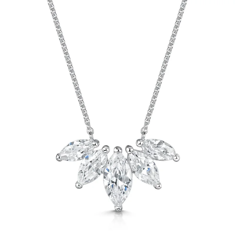 Silver Cubic Zirconia Marquise Pendant