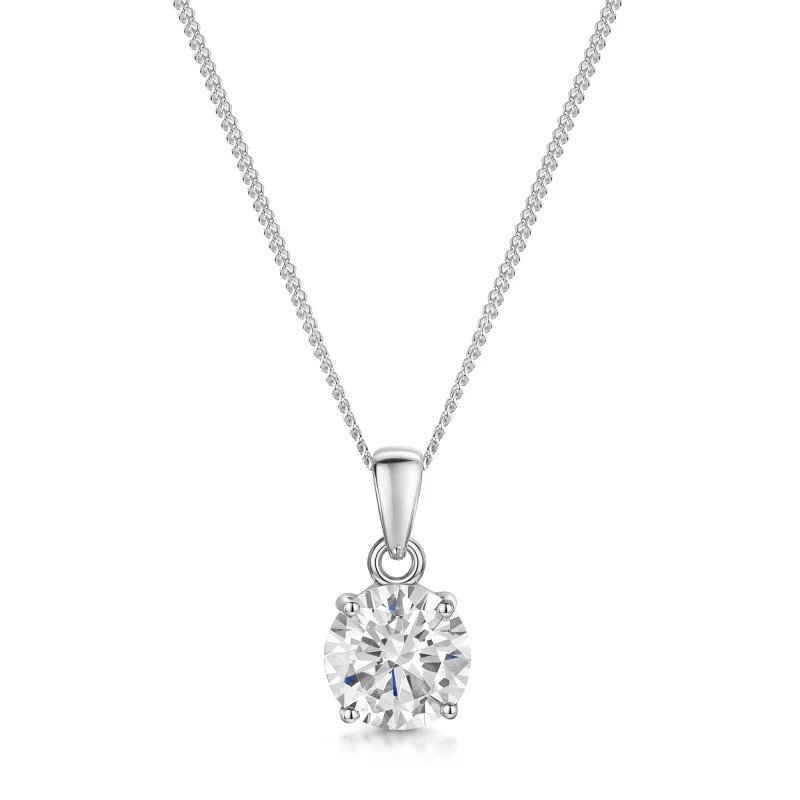 Silver Cubic Zirconia Solitaire Pendant