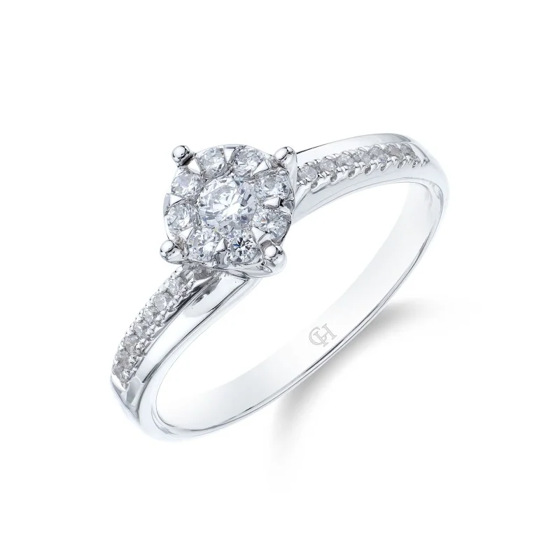 9ct White Gold Brilliant Cut 0.30ct Diamond Cluster Ring