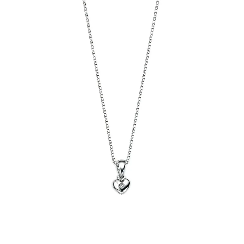 D For Diamond Silver Diamond-Set Heart Pendant