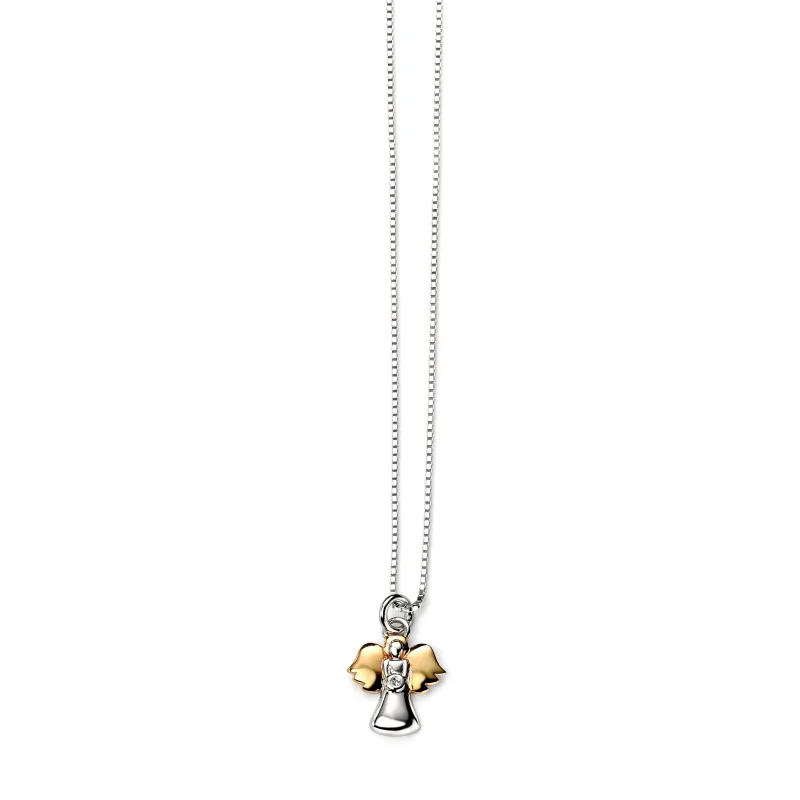 D For Diamond Sterling Silver And Yellow Gold Plated Angel Pendant
