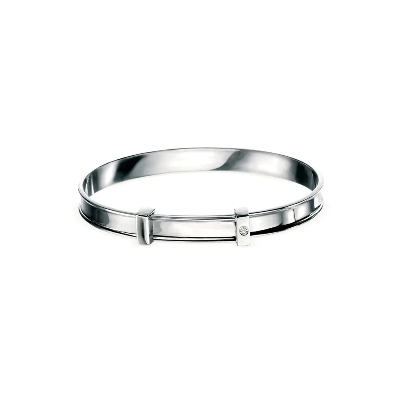 D for Diamond Silver Diamond Set Baby Bangle