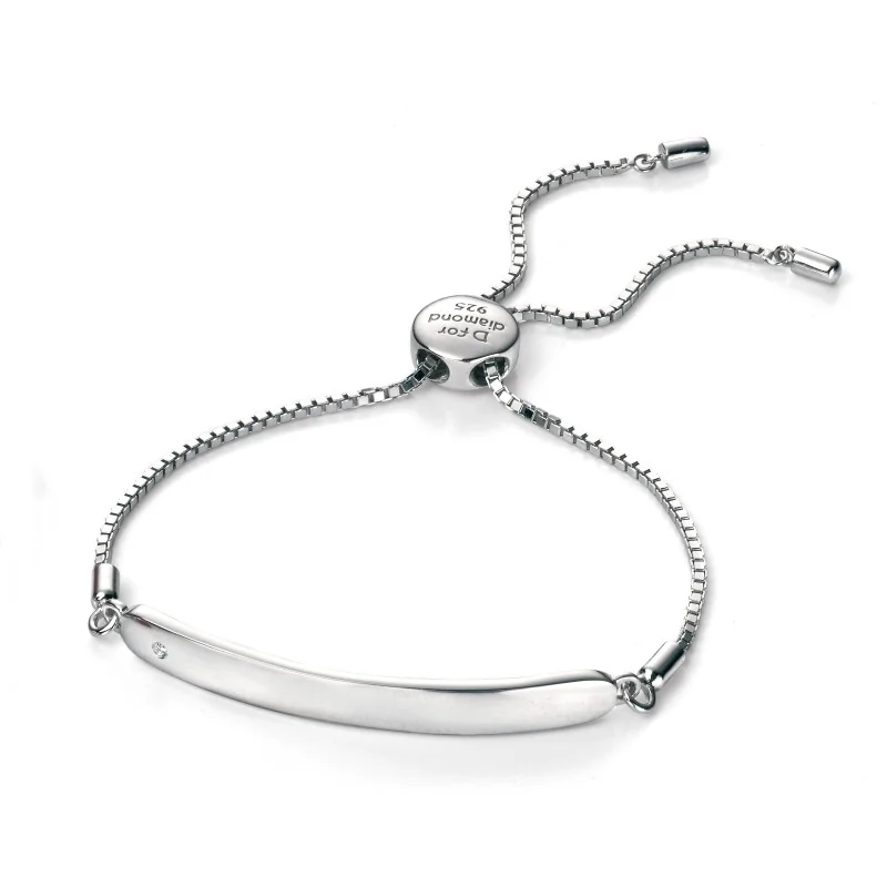 D For Diamond Silver Chain ID Bracelet